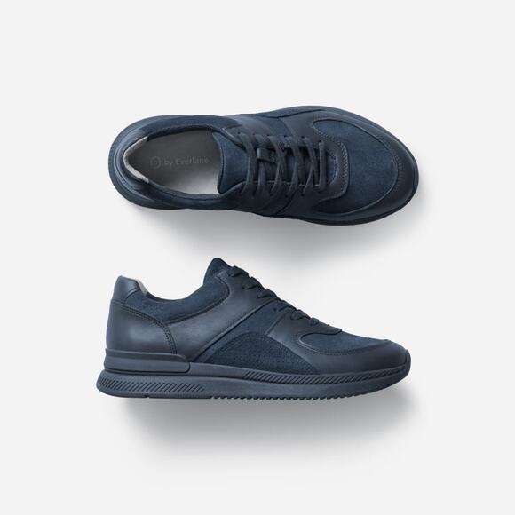 New EVERLANE The Trainer Leather Sneaker in Navy Women's Size 7 - Picture 1 of 9